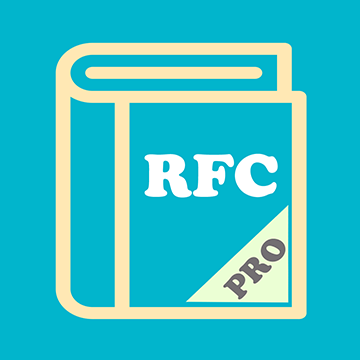 RFCReader Pro app icon - a book with RFC on the cover and a PRO corner ribbon